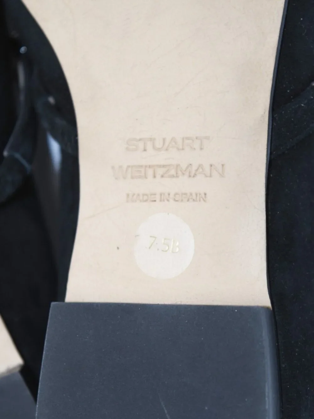 $550 STUART WEITZMAN Justina Mary Jane Flat BLACK SUEDE CRYSTAL JEWEL 7.5 (PD2)